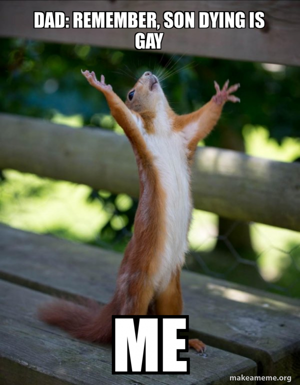 Dad Remember Son Dying Is Gay Me Happy Squirrel Meme Generator