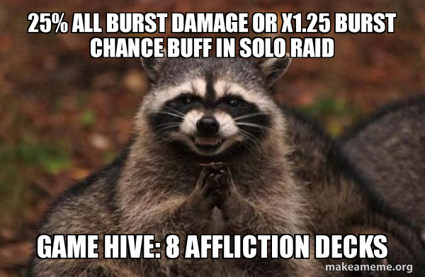 25% All Burst Damage or X1.25 Burst Chance buff in solo raid Game hive ...