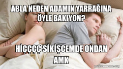Couple thinking in bed