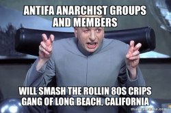 Antifa Anarchist groups and members will smash the Rollin 80s Crips Gang of Long Beach, California