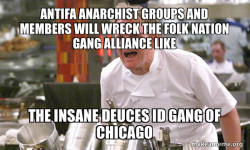 Antifa Anarchist groups and members will wreck the Folk Nation Gang Alliance like the Insane Deuces ID Gang of Chicago