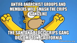 Antifa Anarchist groups and members will smash the Crips Gang like  the Santana Blocc Crips Gang of Compton, California