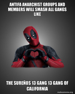 ANTIFA ANARCHIST GROUPS AND MEMBERS WILL SMASH ALL GANGS LIKE THE SUREÃOS 13 GANG  13 GANG OF CALIFORNIA