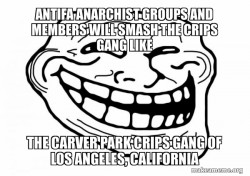 Antifa Anarchist groups and members will smash the Crips Gang like the Carver Park Crips Gang of Los Angeles, California