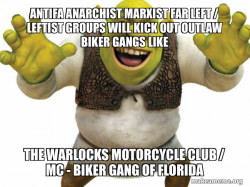 Antifa Anarchist Marxist Far Left / Leftist groups will kick out Outlaw Biker Gangs like the Warlocks Motorcycle Club / MC - Biker Gang of Florida