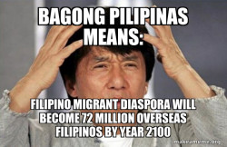 Bagong Pilipinas Means: FILIPINO MIGRANT DIASPORA WILL BECOME 72 Million Overseas Filipinos BY Year 2100