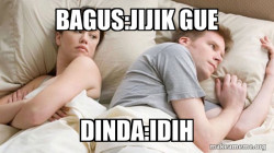 Couple thinking in bed