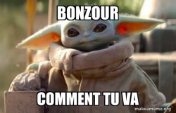 Baby Yoda looking at you