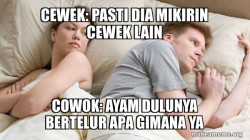 Couple thinking in bed