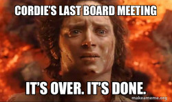 Cordie it's over it's done