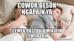 Couple thinking in bed
