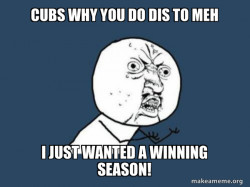 With a Cubs hat on