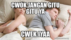Couple thinking in bed