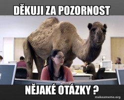 dekuji za pozornost meme velbloud ve tride