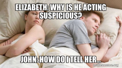 Couple thinking in bed