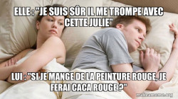 Couple thinking in bed