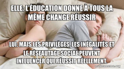 Couple thinking in bed