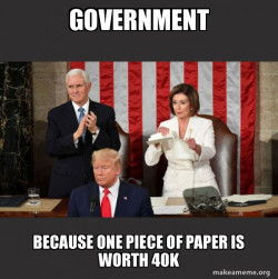 Nancy Pelosi ripping Trump's speech up