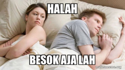Couple thinking in bed