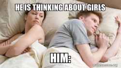 Couple thinking in bed