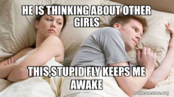 Couple thinking in bed