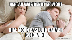 Couple thinking in bed