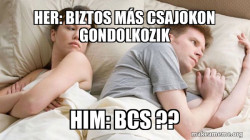 Couple thinking in bed