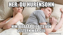 Couple thinking in bed