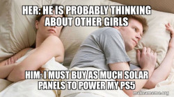 Couple thinking in bed