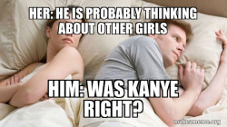 Couple thinking in bed