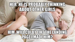 Couple thinking in bed
