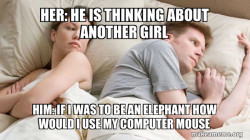 Couple thinking in bed