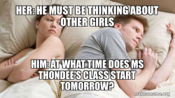 Couple thinking in bed