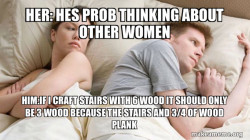 Couple thinking in bed