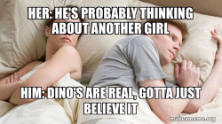 Couple thinking in bed