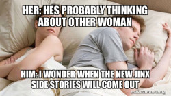 Couple thinking in bed