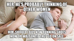 Couple thinking in bed