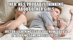 Couple thinking in bed