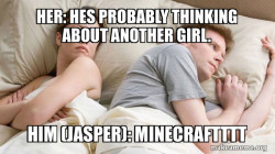 Couple thinking in bed