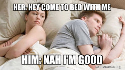 Couple thinking in bed