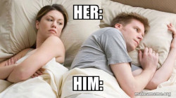 Couple thinking in bed