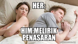 Couple thinking in bed