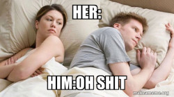 Couple thinking in bed