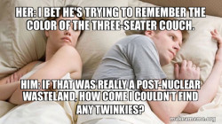 Couple thinking in bed