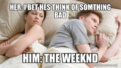 Couple thinking in bed
