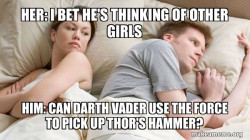 Couple thinking in bed
