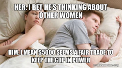 Couple thinking in bed