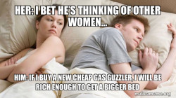 Couple thinking in bed