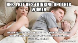 Couple thinking in bed
