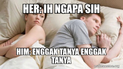 Couple thinking in bed
